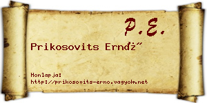 Prikosovits Ernő névjegykártya